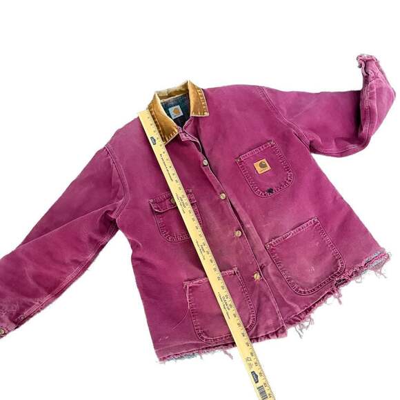 Vintage Carhartt Detroit Blanket Lined Jacket Distressed Purple Plum Pink Large - Picture 9 of 9